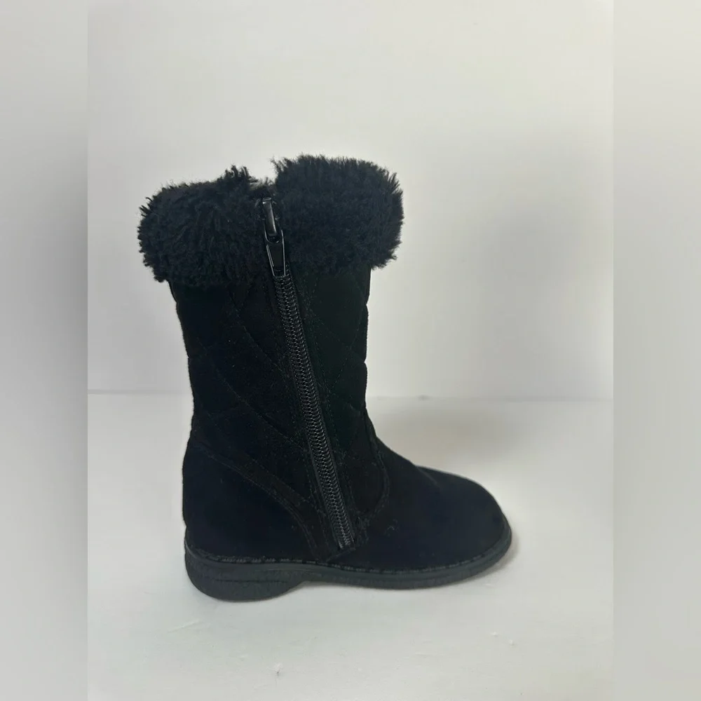 Rachel Shoes Toddler Girl Faux Fur Suede Boots Black Size 6
